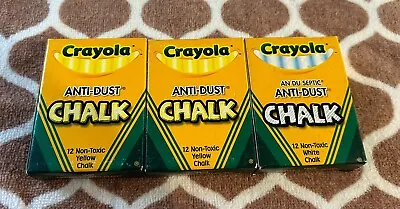 Lot Of 3 Boxes Vintage Crayola Chalk Yellow And White 2002 Binney & Smith • $17.50