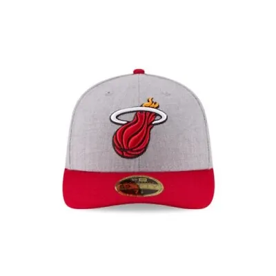 Miami Heat Hat New Era   Low Crown  59FIFTY Fitted NBA Gray Red Size 7 1/2 • $24.99