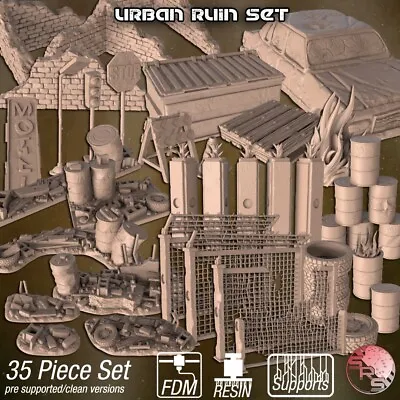 Urban Ruins Scenery Scatter Terrain 3d Print Pathfinder 40k AOS Warhammer DND • £15.99