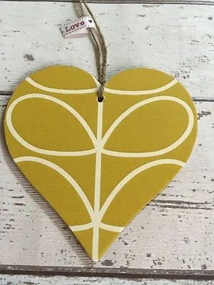 £4.99 • Buy Handmade Using ORLA KIELY Linear Stem XL Hanging Heart 12cm Keepsake Tag Retro