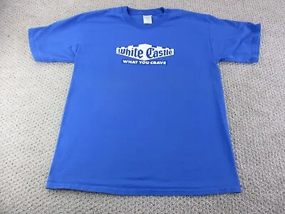 White Castle Shirt Mens Large Blue Vintage Wash White Graphic Casual Adult * • $16.09