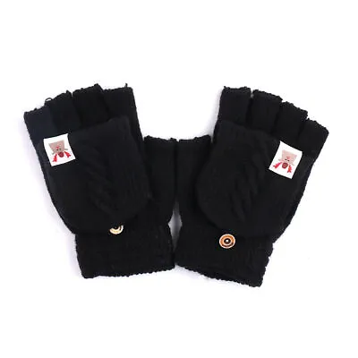 £4.45 • Buy Womens Ladies Fingerless Gloves Winter Warm Half Capped 2 In 1 Combo Mittens