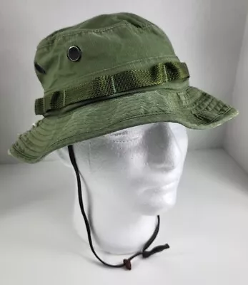 Vintage US Military Bucket Hat Size 7 Green Woodland Camo Adult Men's Army • $12.99