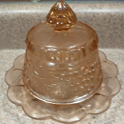 $27.98 • Buy Vtg 1978 Mosser Pink Carnival Glass Cheese Keeper-grape & Cable 