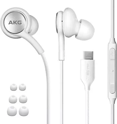 AKG Earphones Type C Plug With Microphone For Motorola Moto G9 Plus  - White • $11.99