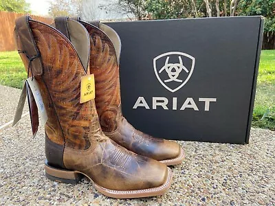 NEW Mens Ariat TOLEDO Brown Leather Soft Toe Western Cowboy Boots 10034089 • $155