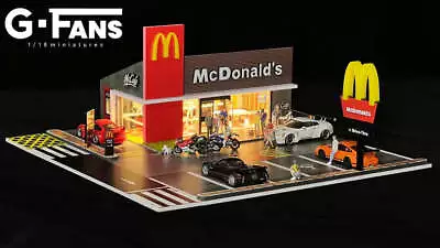 MCDONALDS Restaurant Parking Lot Diorama Display With LED Lights 1:64 Scale • $64.95