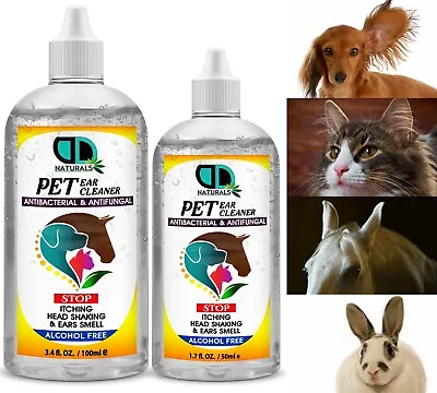 Dog Cat Horses Ear Cleaner Drops STOP Shaking Ears Itching Mites Odour Wax • £12.49