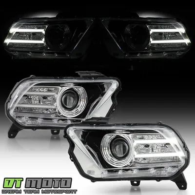 Chrome *Halogen Model* 2010-2014 Ford Mustang W/LED DRL Tube Projector Headlight • $215.96
