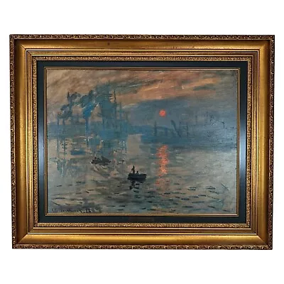 Impression Sunrise By Claude Monet Vintage Artagraph® Print On Canvas Framed • $495