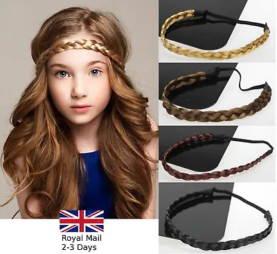 Ladies Girls Braided Synthetic Hair Plaited Plait Elastic Headband Hairband • £3.29