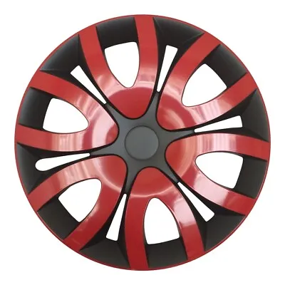 Hubcaps Mika Blinds 14 Inch #43 Red Black 4x Premium Design Hub Caps • $173.40