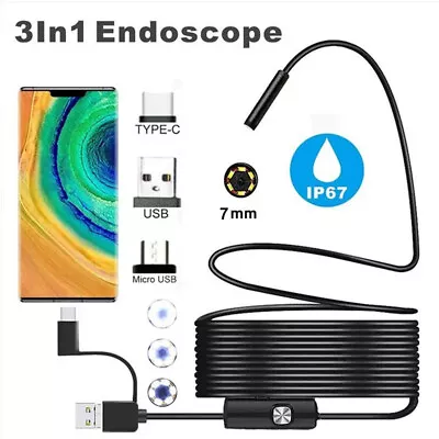 3FT 6LEDS Snake Endoscope Borescope 7mm Inspection USB Camera Scope For Android • $9.99