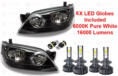 LED Black Headlights Pair For Ford Falcon BA BF XT Brand New Replacement Set • $319