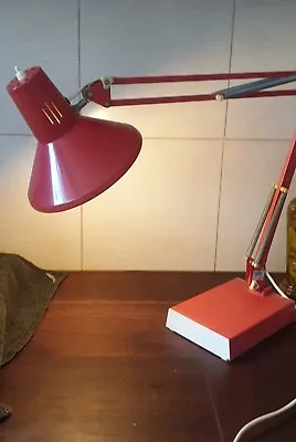 Vintage Industrial Red LUXO Articulating Table Desk Lamp Retro • $99