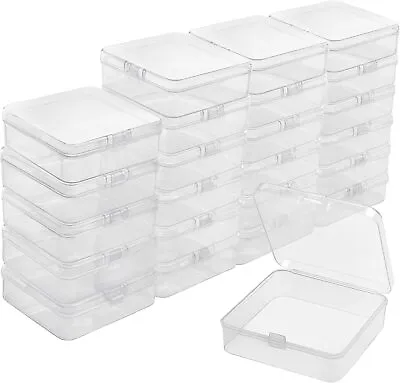 £22.49 • Buy 24 Large Clear Plastic Storage Boxes Craft Bead Jewellery & Pill Container Cases