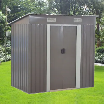 £169.99 • Buy Panana Metal Garden Shed 6 X 4FT Pent Roof Outdoor Tools Storage House With Base