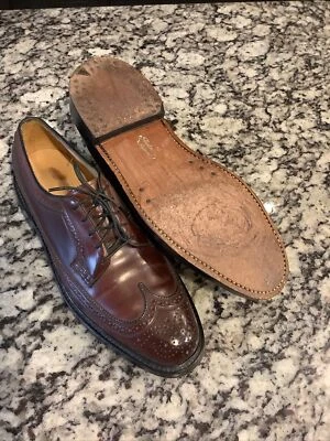 $349 • Buy Vtg Florshiem Imperial Brown Wingtips 5 Nail V Cleat Size 8.5 D Shell Cordovan