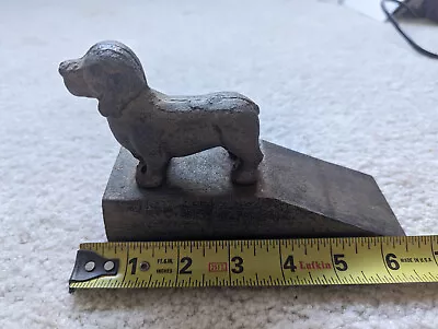 Antique 6  Heavy Brass Door Stop Bookend Metal Wedge Art Vtg Cast Pet Puppy Deco • $20