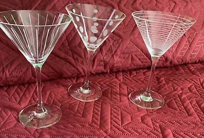 Set Of 3 Mikasa Clear Crystal Cheers Martini Glasses 7 3/8  • $19.99