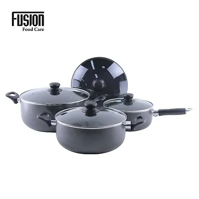 8-piece Non-stick Pan Set Durable Saucepan Glass Lid Kitchen Pan • £23.99