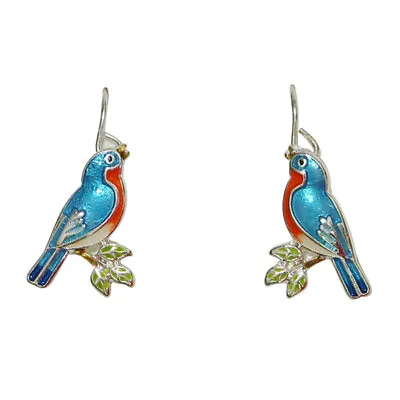 Zarah Zarlite Singing Bluebird Pierced Earrings Sterling Silver Plated • $21.24