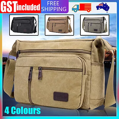 Retro Men's Canvas Shoulder Messenger Bag Crossbody Satchel Travel Man's Bags AU • $18.95