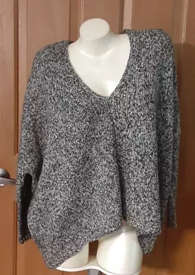 Matilda Jane Gray And White Knit V-Neck Sweater Drop Shoulders Misses Size M NWT • $17.50