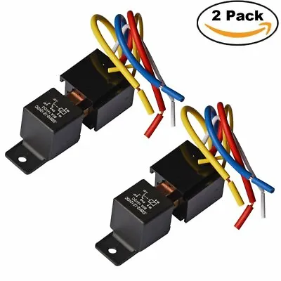 2 Pack 12V Car Realy 80A 5Pin SPDT Automotive Harness AMP W/Socket Power Starter • $12.65