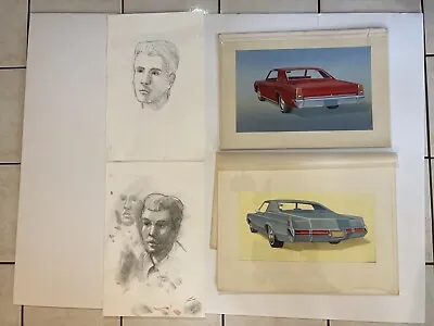 Original Auto Art Illustration 1971 Pontiac Grand Prix & 1968 Mercury Montego  • $1499