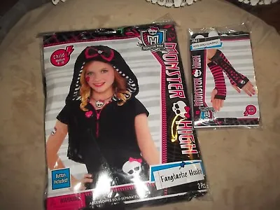 New Child Med 8-10 Monster High Fangtastic HOODIE & Gloves W/button Pink & Black • $5