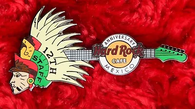 Hard Rock Cafe Pin Mexico STAFF 12th ANNIVERSARY Mayan Indian Headdress LE100 • $69.99