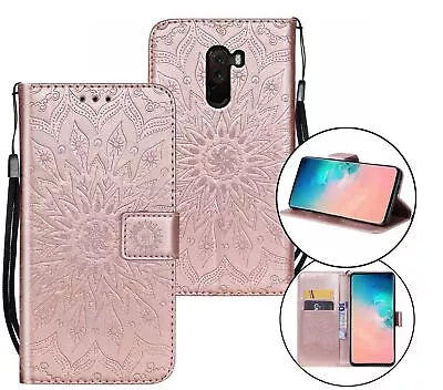 Xiaomi Pocophone F1 Wallet Case Embossed Pu Leather Sunflower • $7.50