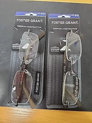  (2) Foster Grant Blake Gunmetal Men's Reading Glasses +1.50 Brand New • $19.99