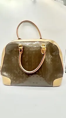 Arcadia Beige Tan Patent Leather Handbag Medium Dome Satchel Tote Italy READ • $41.25