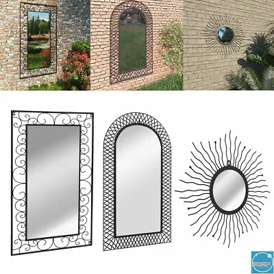 Wall Mounted Mirror Garden Metal Frame Retro Outdoor Home Window Illusion Decor • £57.14