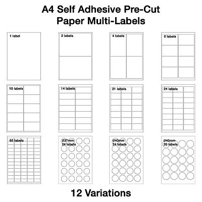 Food Container Labels A4 Matt / Glossy Pre-Cut Paper Sticker Multi-Labels Sheet • £2.49