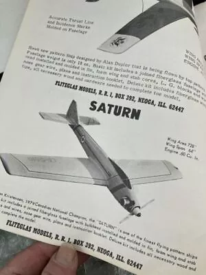 Fliteglas Models Saturn Classic Pattern Balsa R/c Vintage Model Airplane Kit • $581.25