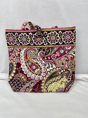 Vera Bradley Very Berry Paisley Villager Tote Handbag Purse Bag Retired • $19.95