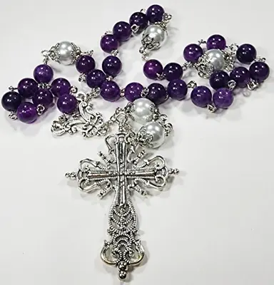 Anglican Prayer Beads Episcopal Protestant Purple Crystal Rosary Christian Gift • $27