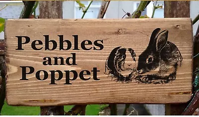 Rabbit & Guinea Pig Hutch Sign - Personalised Gate Plaque With Bunny Name Custom • £24.99