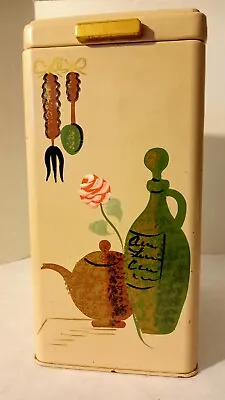 Vintage Ransburg Metal Canister Sugar / Flour Box 1940s Hand Painted  • $17.49