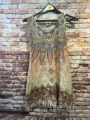 Paisley VOCAL Dress Sleeveless Bling Lace Tunic Linen Women’s Size Medium • $19.13