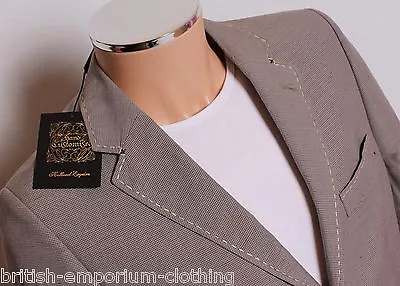 Holland Esquire Beige Puppytooth Sports Suit Jacket Blazer UK40 EU50 NEW + TAGS • £219.99