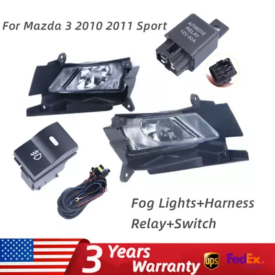 For 2010-2011 Mazda 3 Bumper Fog Lights Driving Lamps W/Switch Left+Right Set • $58.90