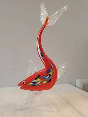 Vintage Fish Art Glass Murano Style Figurine Colorful Beach House Decoration  • $24.99