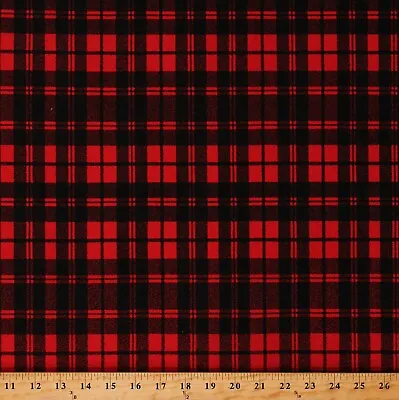Matte' Jersey Red & Black Plaid 60  Poly/Spandex Knit Fabric By The Yard D449.05 • $10.95