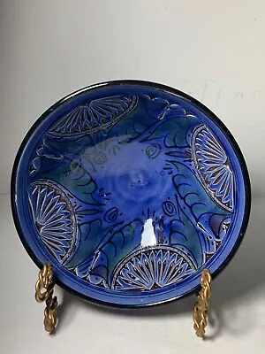 Vintage Safi Moroccan Indigo Hand Painted Pottery Bowl 6.5 In. • $15