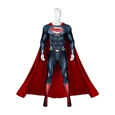 Superman Man Of Steel Jumpsuit Cloak Outfits Costume Cosplay Halloween • $166.37