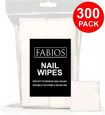 300 Pack Lint Free Cotton Pads Nail Wipes For Gel Remover Nails Disposable UK • £4.25